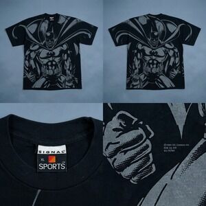 Vintage 1991 Batman All Over Print T-Shirt XL Signal Sports 90s DC Comics Black